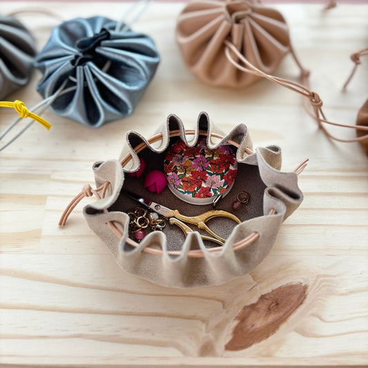 Bourse en cuir Taupe - Grande