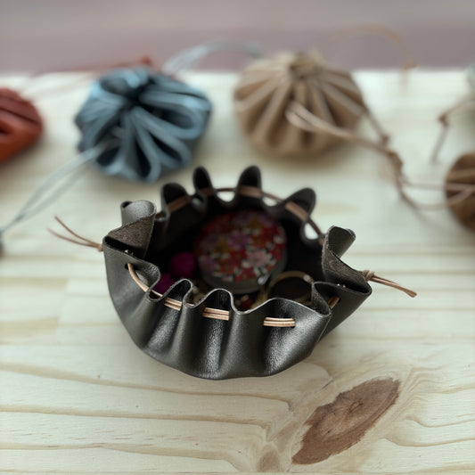 Bourse en cuir bronze - Grande