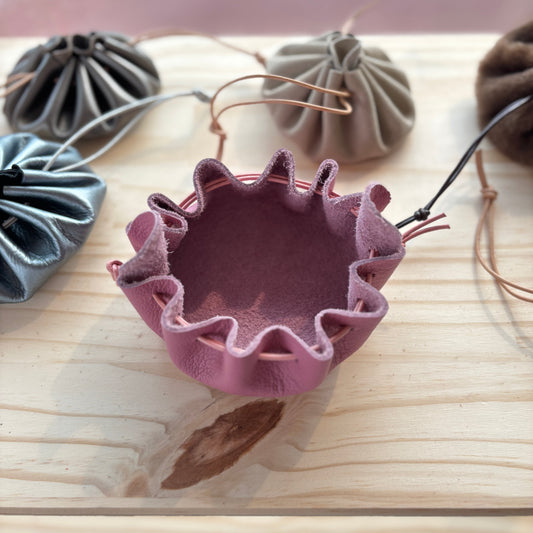 Bourse en cuir rose - Grande