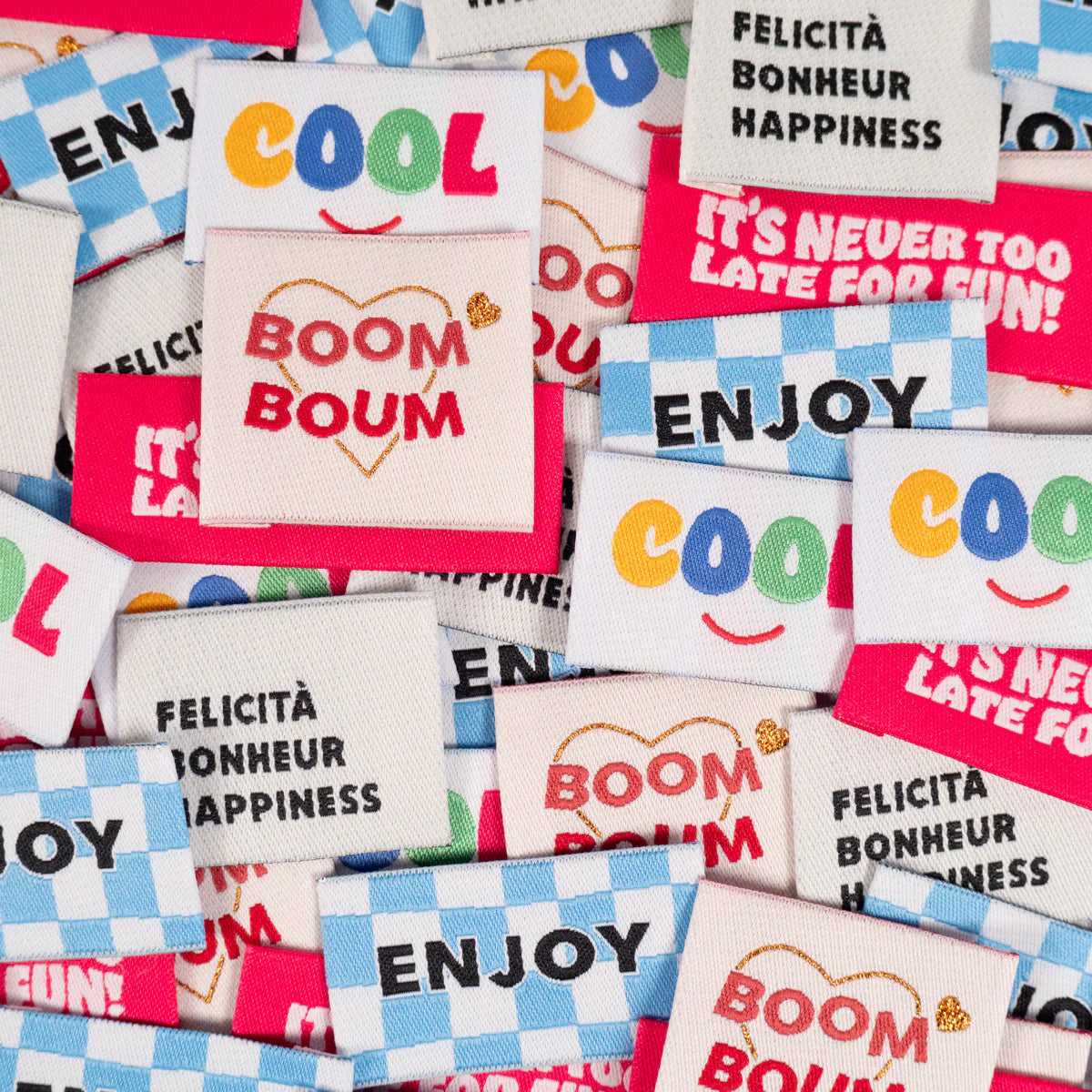 Assortiment étiquettes à coudre "Party"- Ikatee