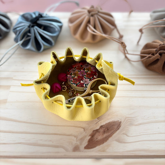 Bourse en cuir jaune - Grande