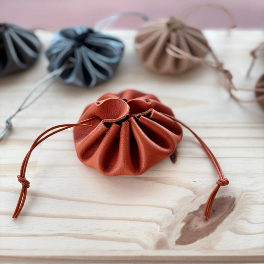 Bourse en cuir orange - Grande