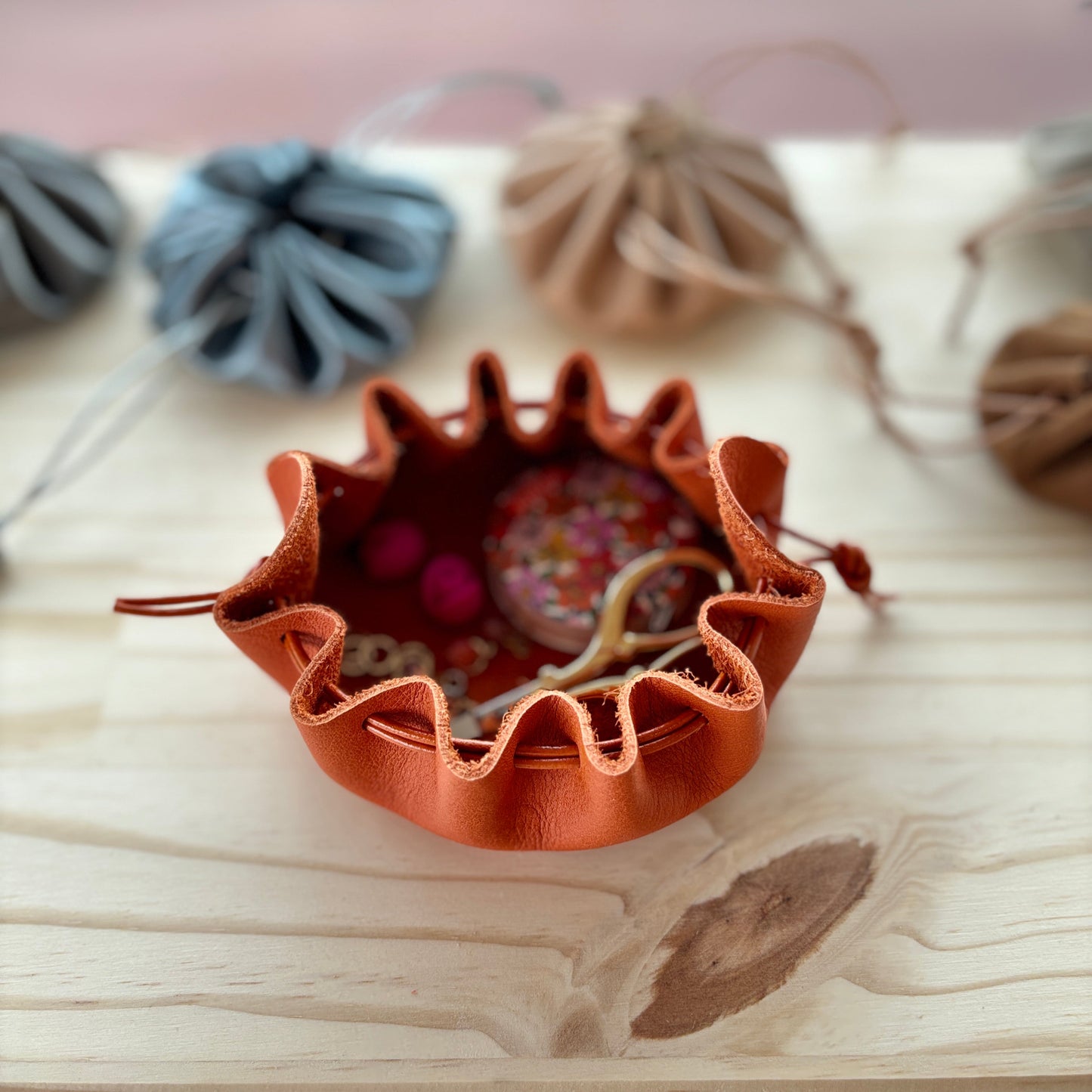 Bourse en cuir orange - Grande